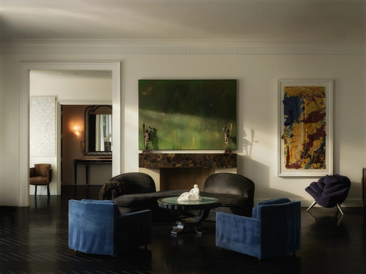 Sitting room hung with works from the art collection